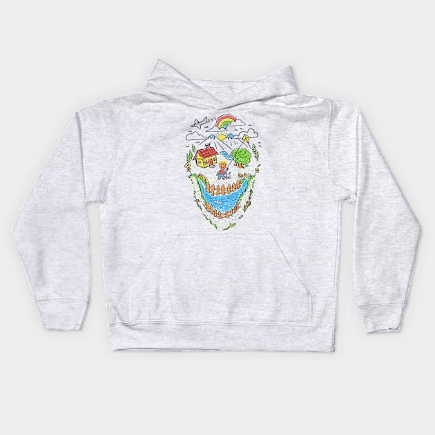 Skull Kid Draw Kids Hoodie by quilimo